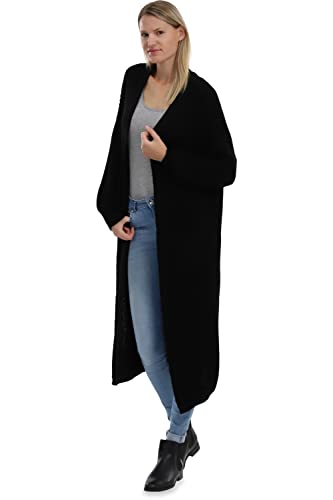 Malito Damen Strickmantel | schicker Cardigan | Moderne Wollmantel | Lange Strickjacke - Oberteil 3151 (schwarz) von malito more than fashion