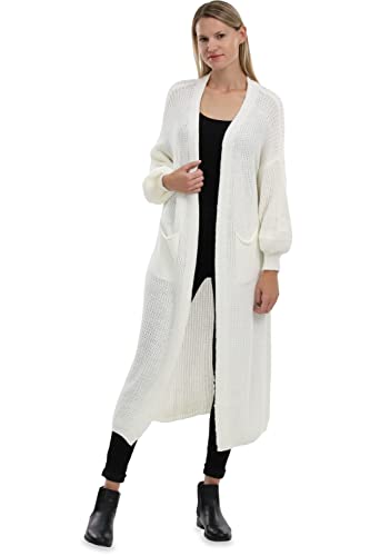 Malito Damen Strickmantel | schicker Cardigan | Moderne Wollmantel | Lange Strickjacke - Oberteil 3151 (weiß) von malito more than fashion