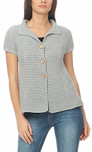 Malito - Damen Strickweste - Langer Kurzarm Cardigan - Basic Strickjacke mit Knöpfen 5060 - (38-42 hellgrau) von malito more than fashion