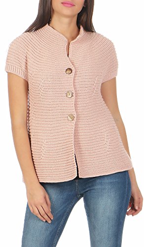 Malito - Damen Strickweste - Langer Kurzarm Cardigan - Basic Strickjacke mit Knöpfen 5060 - (38-42 rosa) von malito more than fashion