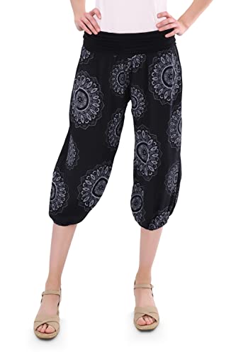 Malito - Damen Haremshose mit Orient Print - Capri Stoffhose elastischer Bund - Aladinhose für Strand & Alltag - Pumphose 7196 (schwarz) von malito more than fashion