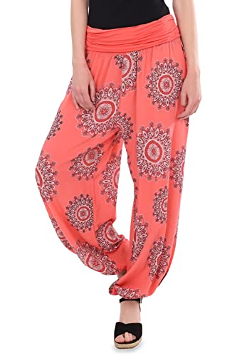 Malito - Damen Haremshose Orient Print aus Baumwolle - Leichte Stoffhose elastischer Bund - Aladinhose für Strand & Alltag - Pumphose für Frauen 7197 (Größe: 34-42 Coral) von malito more than fashion