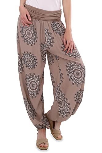 Malito - Damen Haremshose Orient Print aus Baumwolle - Leichte Stoffhose elastischer Bund - Aladinhose für Strand & Alltag - Pumphose für Frauen 7197 (Größe: 34-42 Fango) von malito more than fashion