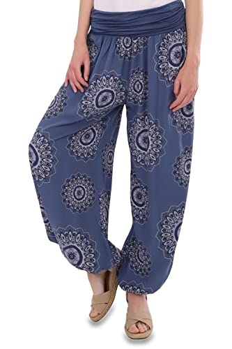 Malito - Damen Haremshose Orient Print aus Baumwolle - Leichte Stoffhose elastischer Bund - Aladinhose für Strand & Alltag - Pumphose für Frauen 7197 (Größe: 34-42 Jeansblau) von malito more than fashion