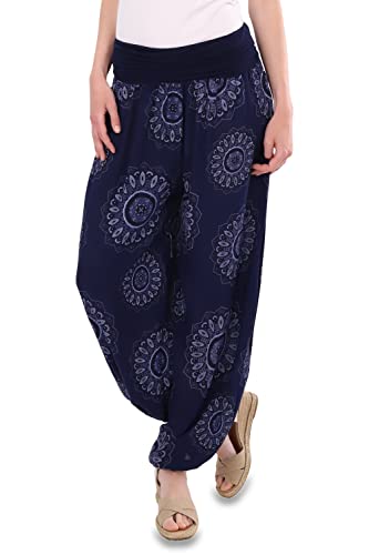 Malito - Damen Haremshose Orient Print aus Baumwolle - Leichte Stoffhose elastischer Bund - Aladinhose für Strand & Alltag - Pumphose für Frauen 7197 (Größe: 34-42 dunkelblau) von malito more than fashion