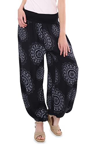 Malito - Damen Haremshose Orient Print aus Baumwolle - Leichte Stoffhose elastischer Bund - Aladinhose für Strand & Alltag - Pumphose für Frauen 7197 (Größe: 34-42 schwarz) von malito more than fashion