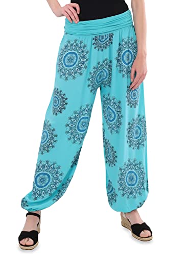 Malito - Damen Haremshose Orient Print aus Baumwolle - Leichte Stoffhose elastischer Bund - Aladinhose für Strand & Alltag - Pumphose für Frauen 7197 (Größe: 34-42 türkis) von malito more than fashion