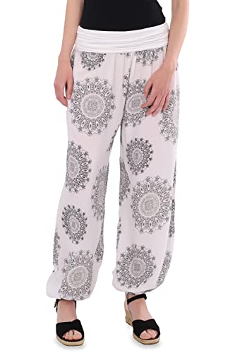 Malito - Damen Haremshose Orient Print aus Baumwolle - Leichte Stoffhose elastischer Bund - Aladinhose für Strand & Alltag - Pumphose für Frauen 7197 (Größe: 34-42 weiß) von malito more than fashion