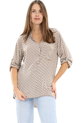 Malito Damen Bluse mit Punkten | Tunika mit ¾ Armen | Blusenshirt auch Langarm tragbar | Elegant - Shirt 3419 (Fango) von malito more than fashion