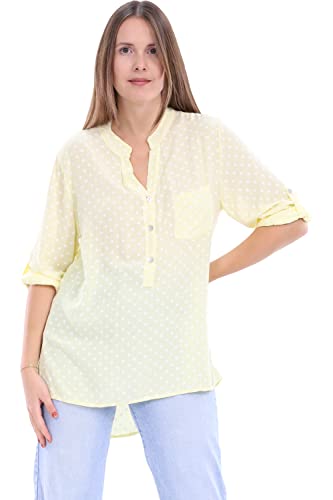 Malito Damen Bluse mit Punkten | Tunika mit ¾ Armen | Blusenshirt auch Langarm tragbar | Elegant - Shirt 3419 (hellgelb) von malito more than fashion