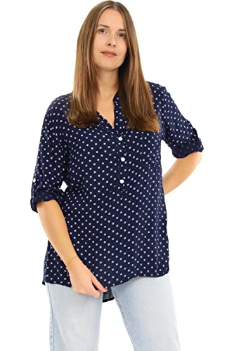 Malito Damen Bluse mit Punkten | Tunika mit ¾ Armen | Blusenshirt auch Langarm tragbar | Elegant - Shirt 3419 (dunkelblau) von malito more than fashion