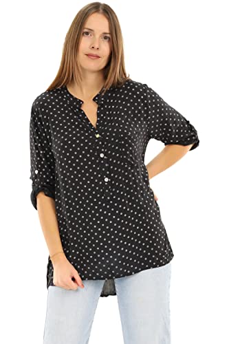 Malito Damen Bluse mit Punkten | Tunika mit ¾ Armen | Blusenshirt auch Langarm tragbar | Elegant - Shirt 3419 (schwarz) von malito more than fashion