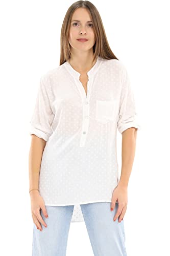 Malito Damen Bluse mit Punkten | Tunika mit ¾ Armen | Blusenshirt auch Langarm tragbar | Elegant - Shirt 3419 (weiß) von malito more than fashion