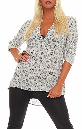 Malito Damen Bluse mit Print | Tunika mit ¾ Armen | Blusenshirt auch Langarm tragbar | Elegant - Shirt 6703 (beige) von malito more than fashion