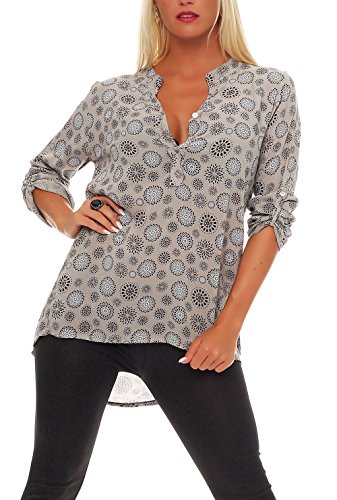 Malito Damen Bluse mit Print | Tunika mit ¾ Armen | Blusenshirt auch Langarm tragbar | Elegant - Shirt 6703 (Fango) von malito more than fashion