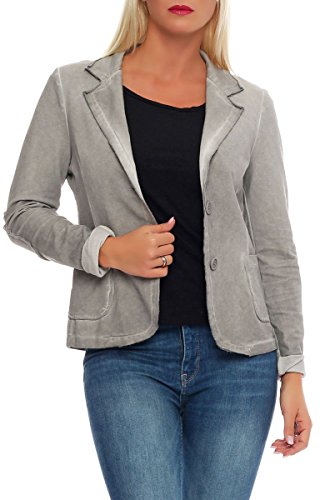 Malito Damen Blazer im Washed Style | Sakko im Basic Look | Kurzjacke mit Knöpfen | Jacke - Jackett - Blouson 1652 (hellgrau, S) von malito more than fashion