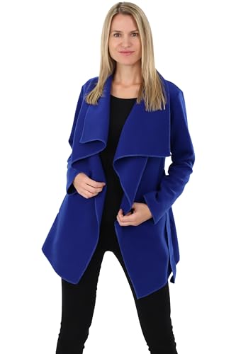 Malito Damen Mantel kurz mit Wasserfall-Schnitt | Trenchcoat mit Gürtel | weicher Dufflecoat | Parka - Jacke 3041 (Royalblau) von malito more than fashion