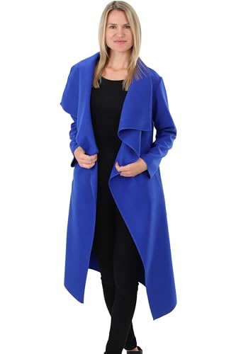 malito Damen Mantel lang mit Wasserfall-Schnitt | Trenchcoat mit Gürtel | weicher Dufflecoat | Parka - Jacke 3040 (blau) von malito more than fashion