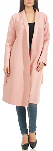 Malito – Damen Mantel lang mit Gürtel & Wasserfall-Schnitt – Unisize Trenchcoat für Herbst & Winter – eleganter Parka 3050 (Rosa | Größe 34-40) von malito more than fashion