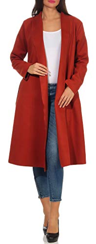 Malito Damen Mantel lang mit Wasserfall-Schnitt | Trenchcoat mit Gürtel | weicher Dufflecoat | Parka - Jacke 3050 (rost) von malito more than fashion