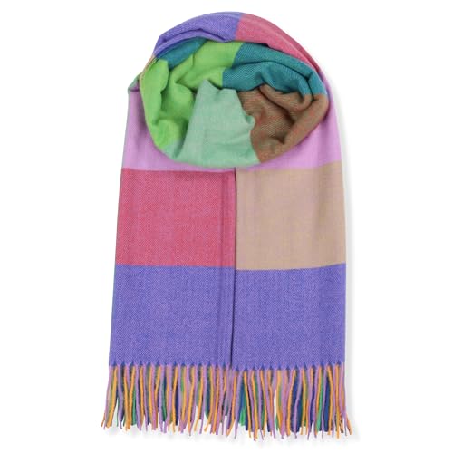 malito - Damen Modeschal - weicher XXL Viskosemix Schal - Winterschal Karo-Design modern & lang - Pashmina Stola Kaschmir S602 - (Bunt kariert) von malito more than fashion