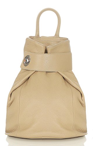 malito Damen Rucksack | Tasche in Modefarben | Echtleder Rucksack | Schultertasche - Umhängetasche R400 (beige) von malito more than fashion