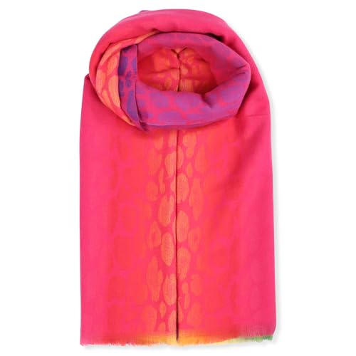 malito - Damen Schal 100% Viskose - Pashmina Stil Herz Leo Sterne Ornamente - zeitloser Winterschal modern & atmungaktiv - basic Überwurf Stola S606 - (Leo-pink) von malito more than fashion