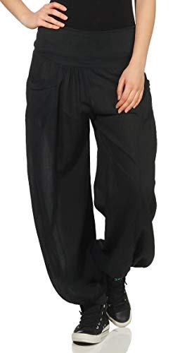 Malito Damen Stoffhose leicht | Pumphose zum Tanzen | Freizeithose zum Chillen | Haremshose - Sommerhose 17633 (schwarz) von malito more than fashion