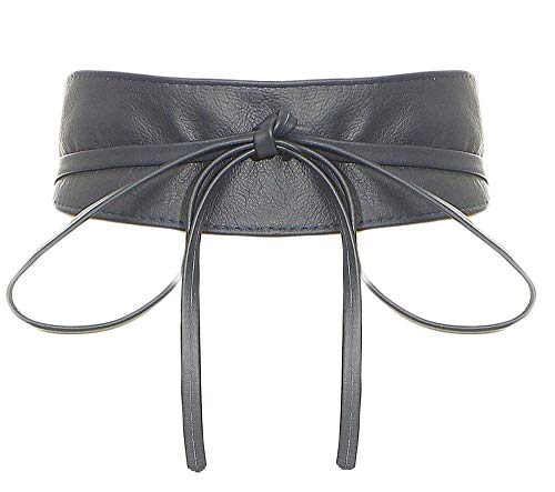 malito – Damen Taillengürtel aus 100% weichem Echtleder – Onesize Bindegürtel mit verstellbarem Taillenband – breiter Wickelgürtel mit Schleife – Hüftgürtel G100 (Dunkelblau) von malito more than fashion