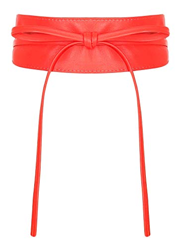 malito – Damen Taillengürtel aus 100% weichem Echtleder – Onesize Bindegürtel mit verstellbarem Taillenband – breiter Wickelgürtel mit Schleife – Hüftgürtel G100 (Coral) von malito more than fashion