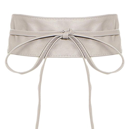 malito – Damen Taillengürtel aus 100% weichem Echtleder – Onesize Bindegürtel mit verstellbarem Taillenband – breiter Wickelgürtel mit Schleife – Hüftgürtel G100 (Grau) von malito more than fashion
