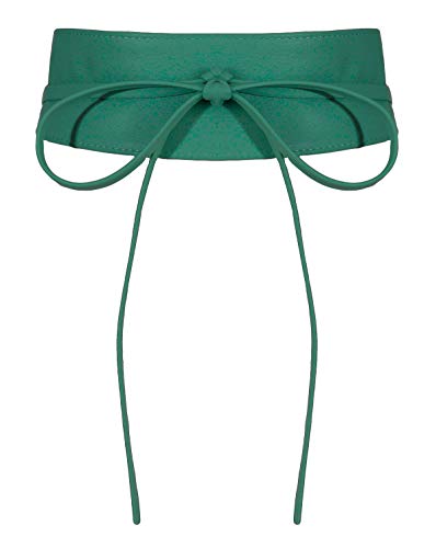 malito – Damen Taillengürtel aus 100% weichem Echtleder – Onesize Bindegürtel mit verstellbarem Taillenband – breiter Wickelgürtel mit Schleife – Hüftgürtel G100 (Grün) von malito more than fashion