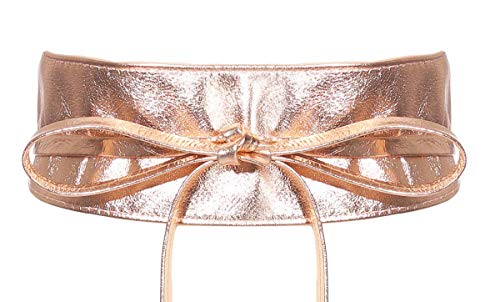malito – Damen Taillengürtel aus 100% weichem Echtleder – Onesize Bindegürtel mit verstellbarem Taillenband – breiter Wickelgürtel mit Schleife – Hüftgürtel G100 (Roségold) von malito more than fashion