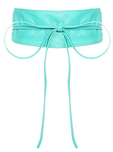 malito – Damen Taillengürtel aus 100% weichem Echtleder – Onesize Bindegürtel mit verstellbarem Taillenband – breiter Wickelgürtel mit Schleife – Hüftgürtel G100 (Türkis) von malito more than fashion