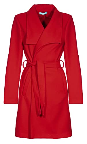 malito – Damen Trenchcoat einfarbig mit Gürtel & Taschen – klassischer Mantel für Herbst & Winter – schicker Übergangsmantel 15142 (Rot | Größe L) von malito more than fashion