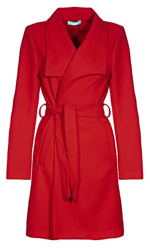 malito – Damen Trenchcoat einfarbig mit Gürtel & Taschen – klassischer Mantel für Herbst & Winter – schicker Übergangsmantel 15142 (Rot | Größe M) von malito more than fashion