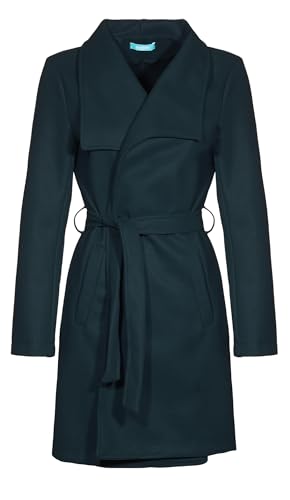 malito – Damen Trenchcoat einfarbig mit Gürtel & Taschen – klassischer Mantel für Herbst & Winter – schicker Übergangsmantel 15142 (Waldgrün | Größe L) von malito more than fashion