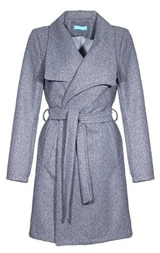 malito – Damen Trenchcoat einfarbig mit Gürtel & Taschen – klassischer Mantel für Herbst & Winter – schicker Übergangsmantel 15142 (Hellgrau | Größe L) von malito more than fashion