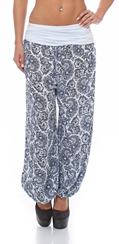 Malito - Damen Haremshose mit Orient Print - Pumphose aus Baumwolle - Stoffhose zum Tanzen, Chillen & Yoga - Aladinhose 8580 (weiß) von malito more than fashion