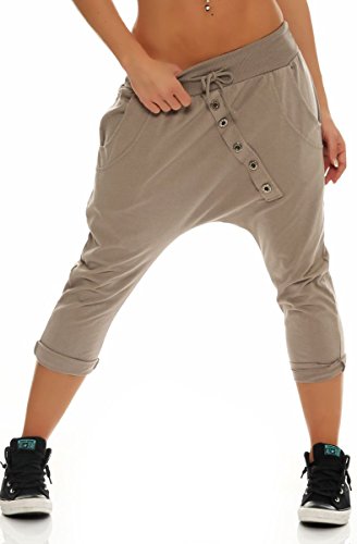 Malito – Damen Jogginhose – Kurze Haremshose aus Baumwolle – Baggy Sweatpants zum Tanzen & Chillen – Aladinhose für Frauen 8015 (Fango) von malito more than fashion