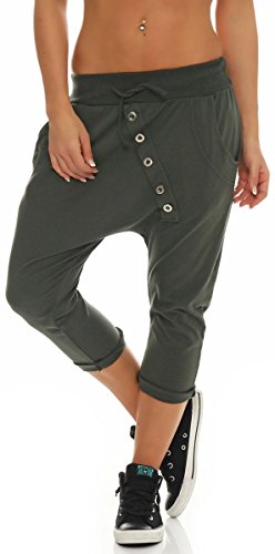 Malito – Damen Jogginhose – Kurze Haremshose aus Baumwolle – Baggy Sweatpants zum Tanzen & Chillen – Aladinhose für Frauen 8015 (Oliv) von malito more than fashion