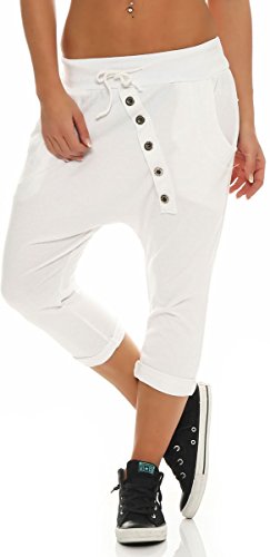 Malito – Damen Jogginhose – Kurze Haremshose aus Baumwolle – Baggy Sweatpants zum Tanzen & Chillen – Aladinhose für Frauen 8015 (Weiß) von malito more than fashion