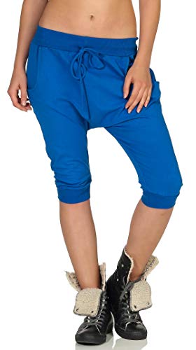 Malito Damen Haremshose kurz - lässige Boyfriend Hose - Jogginghose in Unifarben - Pants 20026 (blau) von malito more than fashion