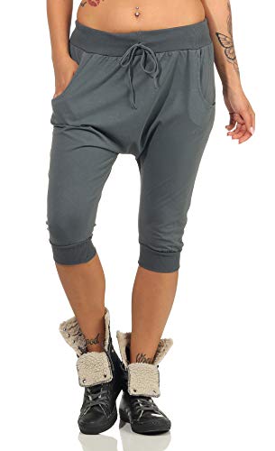 Malito Damen Haremshose kurz - lässige Boyfriend Hose - Jogginghose in Unifarben - Pants 20026 (grau) von malito more than fashion