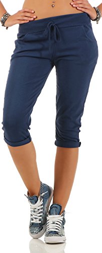 Malito - Damen Kurze Jogginghose - lässige Boyfriendhose - Sweatpants in Unifarben - Freizeithose für den Alltag 83701 OneSize (dunkelblau) von malito more than fashion