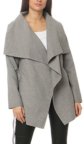 malito Damen Mantel kurz mit Wasserfall-Schnitt | Trenchcoat mit Gürtel | weicher Dufflecoat | Parka - Jacke 3041 (hellgrau) von malito more than fashion