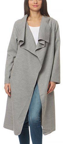 malito Damen Mantel lang mit Wasserfall-Schnitt | Trenchcoat mit Gürtel | weicher Dufflecoat | Parka - Jacke 3040 (hellgrau) von malito more than fashion