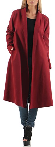 malito – Damen Mantel lang mit Gürtel & Wasserfall-Schnitt – Unisize Trenchcoat für Herbst & Winter – eleganter Parka 3050 (Bordeaux | Größe 34-40) von malito more than fashion