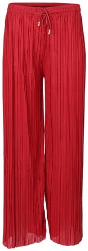 malito more than fashion Damen Plisseehose - lockere weich fließende Chiffonhose - Lange Sommerhose - Trendige Marlenehose 883 - Bordeaux L/XL von malito more than fashion