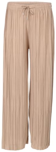 Damen Plisseehose - lockere weich fließende Chiffonhose - Lange Sommerhose - Trendige Marlenehose 883 - Fango S/M von malito more than fashion